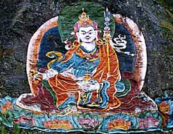 Rock painting of Guru Rimpoche-Closeup